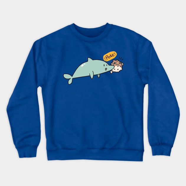 Dolphin Poking a Blow Fish Crewneck Sweatshirt by saradaboru